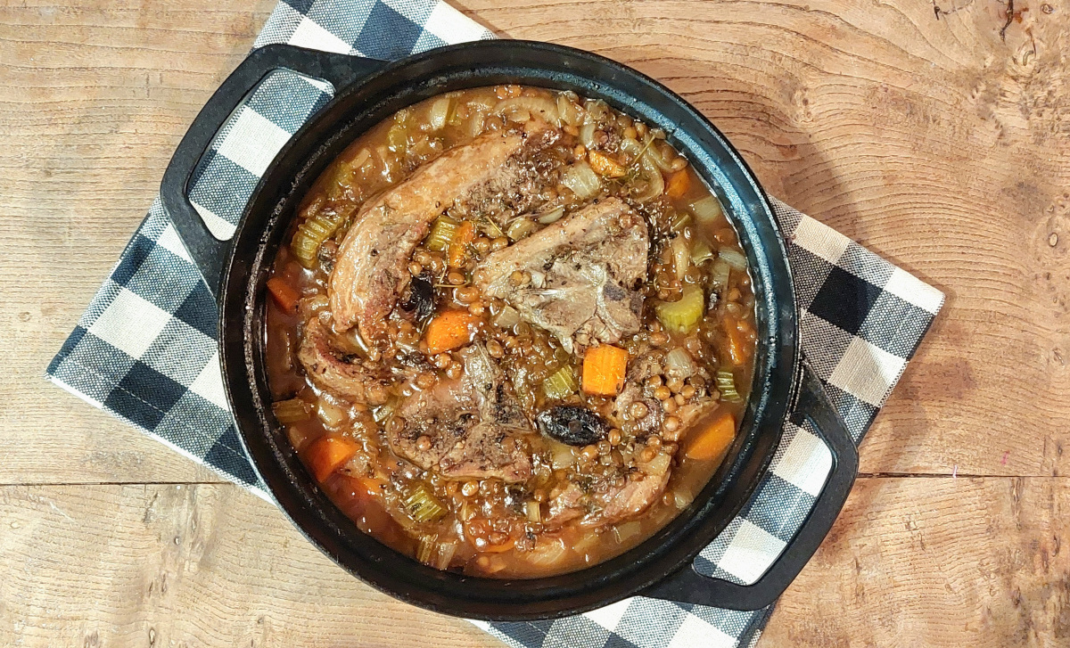 Lamb Casserole with Lentils and Prunes