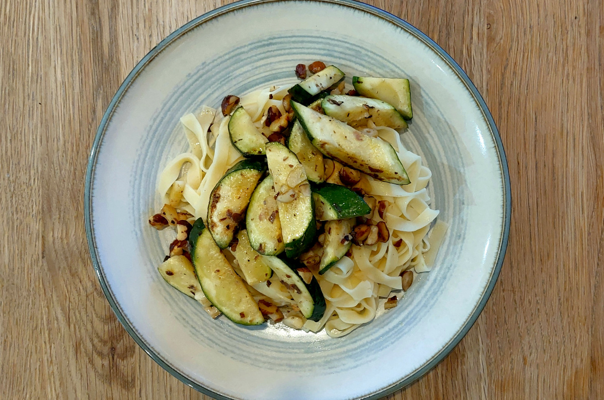 Tagliatelle with Courgette and Hazelnuts